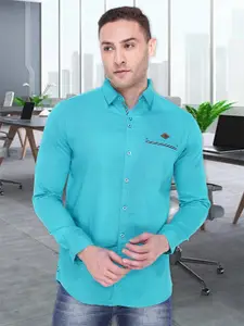 Kuons Avenue Men Spread Collar Casual Shirt