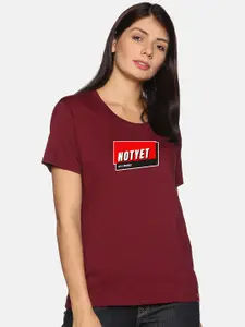NOT YET by us Women Typography Printed Cotton T-shirt