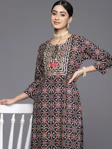 Varanga Women Ethnic Motifs Printed Gotta Patti Pure Cotton Kurta