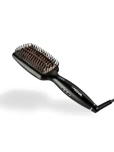 NOVA NOVA NHS 904 Heated Smoothing Hair Straightener Brush - Black