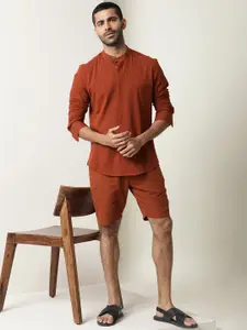 RARE RABBIT Men Solid Mid Rise Slim Fit Shorts
