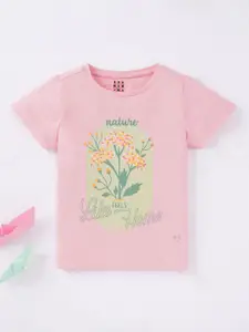 Ed-a-Mamma Girls Flower Printed Cotton T-shirt
