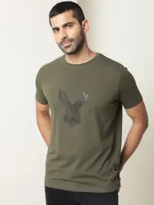 RARE RABBIT Men Graphic Printed Slim Fit T-shirt