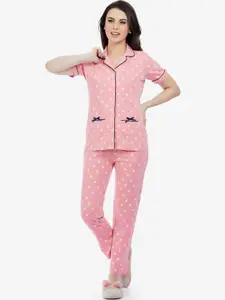 MAYSIXTY Women Polka Dots Printed Night Suit