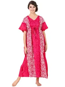 Masha Women Pink Printed Kaftan Maxi Nightdress KF-A64-1051