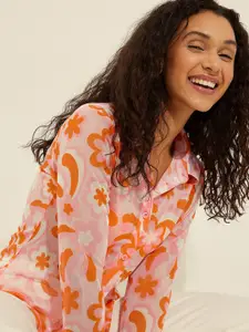 NA-KD X Melissa Bentsen Floral Printed Casual Shirt