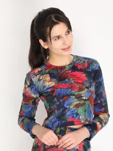 CHKOKKO Floral Print Fitted Crop Top