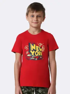 Van Heusen Boys Typography Printed Pure Cotton T-shirt