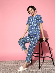 SANSKRUTIHOMES Printed Pure Cotton Top With Trousers