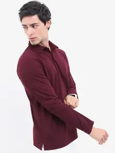 HIGHLANDER Men Polo Collar Popcorn Structured Regular Fit T-shirt