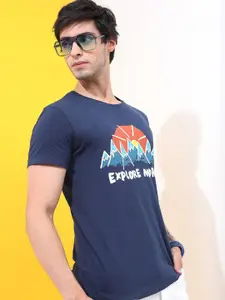 HIGHLANDER Men Graphic Printed Slim Fit Cotton T-shirt