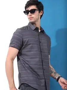 HIGHLANDER Men Horizontal Stripes Slim Fit Casual Shirt