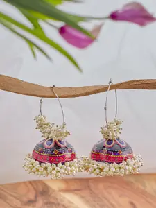 ATIBELLE Gold Plated Contemporary Pearl Beaded Jhumkas Earrings