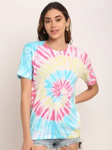 Ennoble Tie and Dye Round Neck Loose Cotton T-shirt