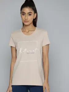 HRX by Hrithik Roshan Typography Printed Pure Cotton Longline Yoga T-shirt