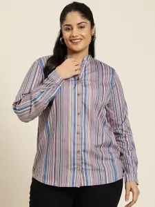 Sztori Women Plus Size Striped Casual Shirt