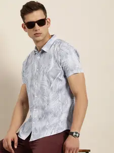 Moda Rapido Men Slim Fit Abstract Printed Cuban Collar Casual Shirt