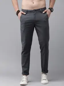 The Roadster Lifestyle Co. Men Solid Mid-Rise Regular Fit Trousers