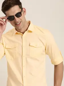 HERE&NOW Men Pure Cotton Slim Fit Solid Casual Shirt