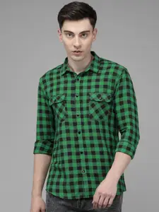 Voi Jeans Men Slim Fit Buffalo Checked Casual Cotton Shirt