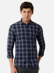 Voi Jeans Men Slim Fit Checked Casual Twill Weave Pure Cotton Shirt