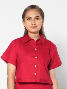 TeenTrums Shirt Style Cotton Crop Top