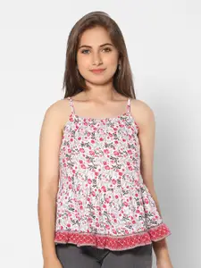 TeenTrums Floral Print Shoulder Strap A-Line Cotton Top