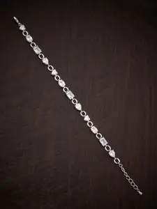 Kushal's Fashion Jewellery Women Rhodium-Plated Cubic Zirconia Link Bracelet