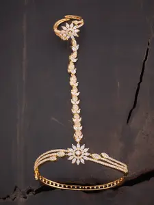 Kushal's Fashion Jewellery Women Cubic Zirconia Gold-Plated Kada Bracelet