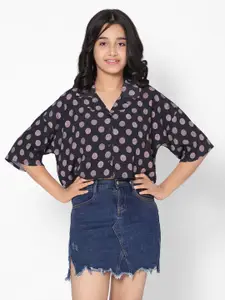 TeenTrums Girls Print Crepe Shirt Style Top