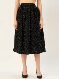 Sera Polka Dots Printed Midi Flared  Skirt
