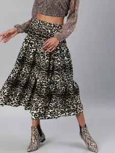 Sera Printed A Line Midi Skirt