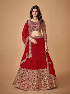 Fusionic Embroidered Thread Work Semi-Stitched Lehenga Choli With Dupatta