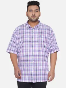 Santonio Men Plus Size Tartan Checks Pure Cotton Casual Shirt