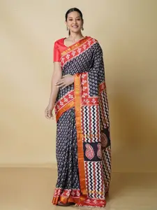 Unnati Silks Ethnic Motifs Zari Pure Silk Chanderi Saree