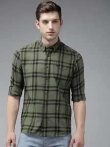 THE BEAR HOUSE Slim Fit Checked Pure Cotton Casual Shirt