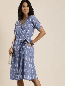 Taavi Ikat Printed Wrap Style Dress