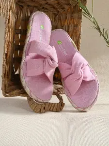 FRESH 1947 FEET Women Canvas Open Toe Flats With Bows