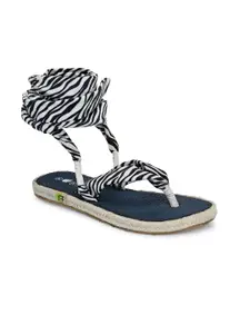 FRESH 1947 FEET Women Printed Velvet T-Strap Flats With Tie Ups