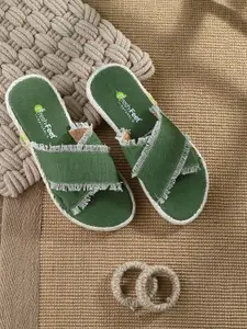 FRESH 1947 FEET Women Canvas Open Toe Flats