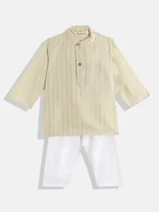 Readiprint Fashions Boys Striped Pure Cotton Kurta With Pyjamas