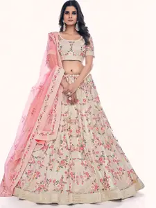 Fusionic Embroidered Semi-Stitched Lehenga & Unstitched Blouse With Dupatta
