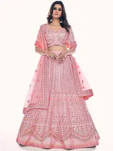 FusionicEmbroidered Semi-Stitched Lehenga & Unstitched Blouse With Dupatta