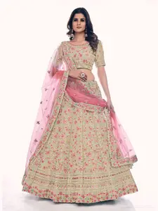 Fusionic Embroidered Semi-Stitched Lehenga & Unstitched Blouse With Dupatta
