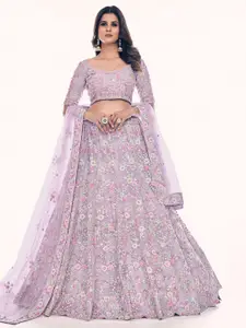 Fusionic Embroidered Beads & Stones Semi-Stitched Lehenga & Unstitched Blouse With Dupatta