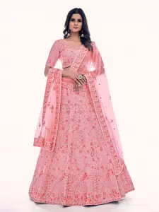 Fusionic Embroidered Beads & Stones Semi-Stitched Lehenga & Unstitched Blouse With Dupatta