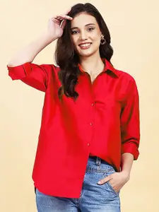 A.T.U.N. A T U N Women Red Relaxed Party Shirt