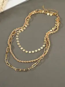 Jewels Galaxy Brass Gold-Plated Layered Necklace