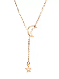 Jewels Galaxy Brass Gold-Plated Moon-Star Necklace