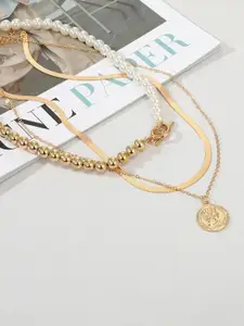 Jewels Galaxy Women Set Of 3 Gold-Plated Necklace